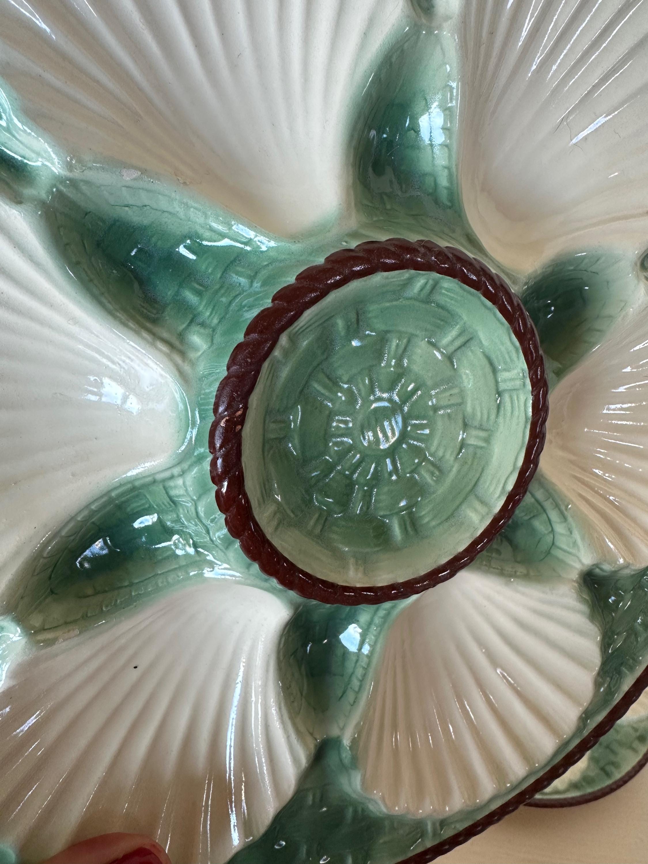 Vintage French Longchamp Oyster Plates & Server Set
