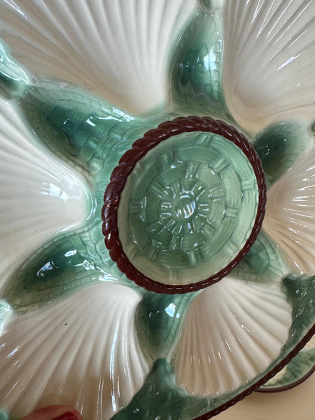 Vintage French Longchamp Oyster Plates & Server Set