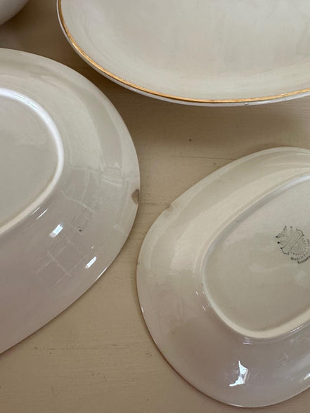 Vintage Villeroy & Boch Biarritz Serving Set: Cream Porcelain, Gold Trim