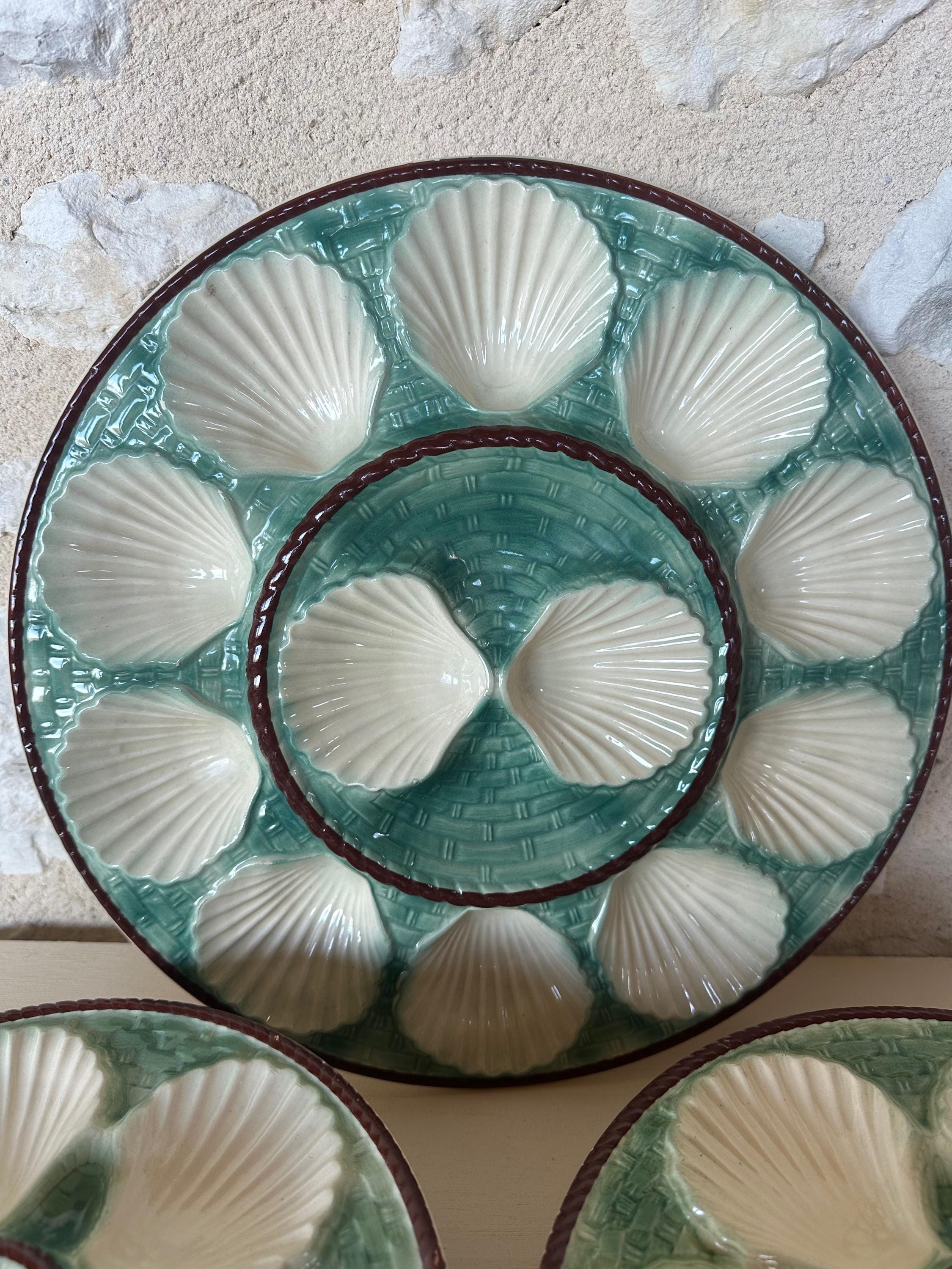 Vintage French Longchamp Oyster Plates & Server Set