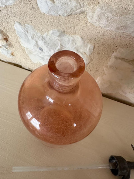Vintage Pink Glass Soda Siphon - J. Marcel Delage Paris