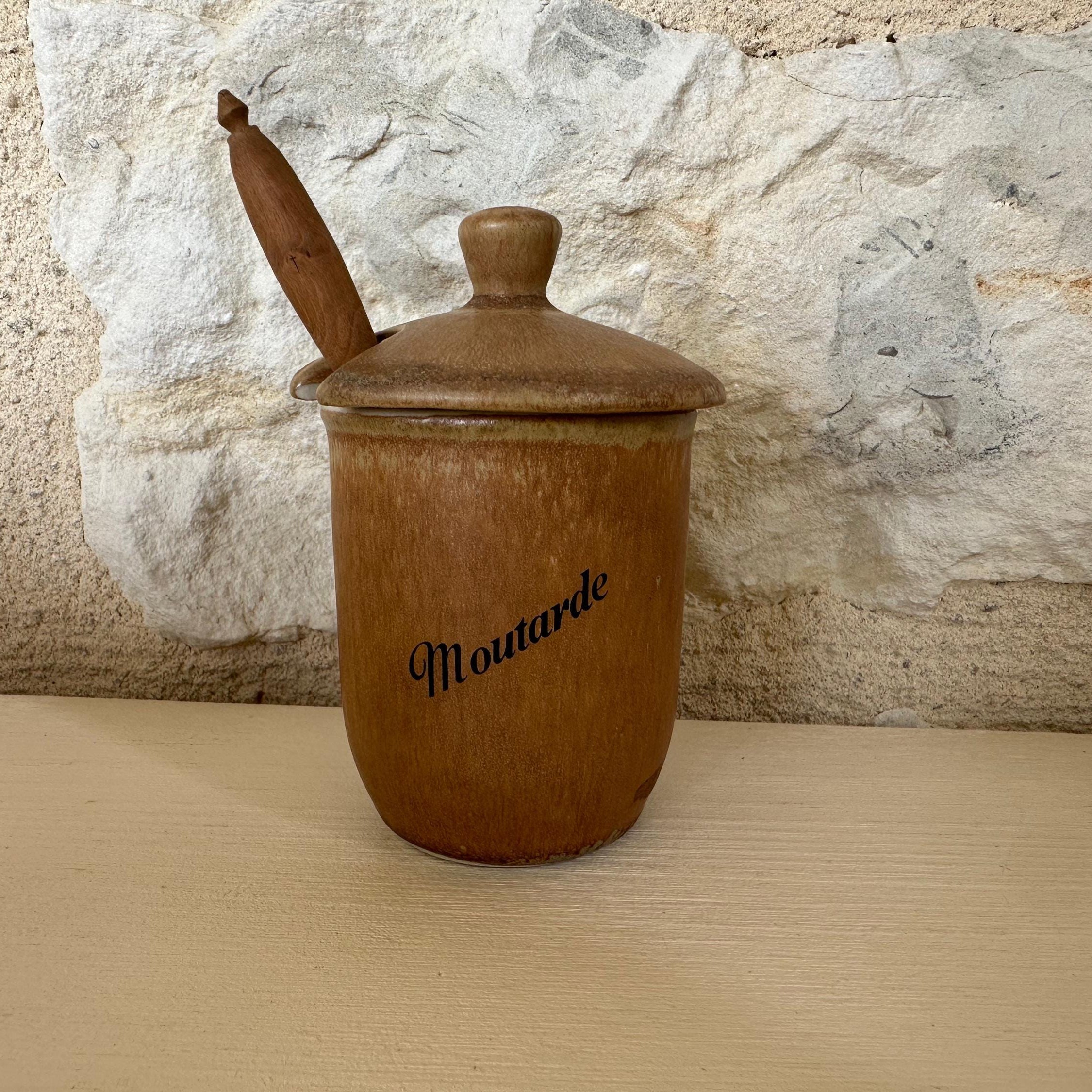 Adorable Wooden Mustard Pot