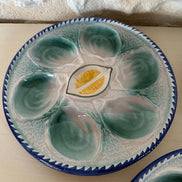 St Clement Oyster Plates: Hand-Painted French Majolica, Set of 6